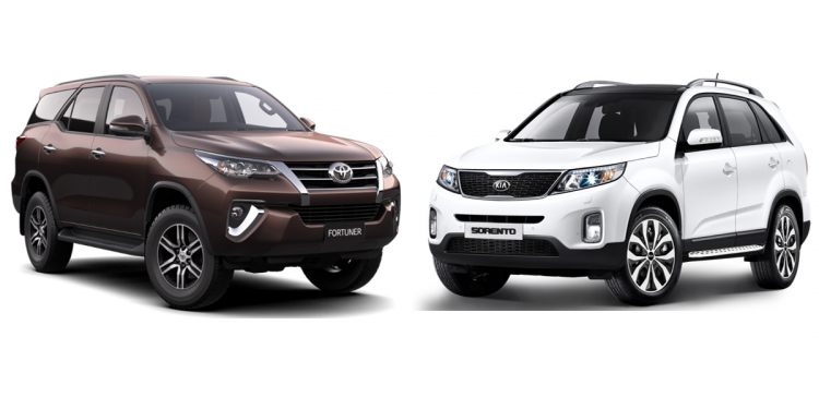 [So sánh kỹ thuật] Toyota Fortuner G vs Kia Sorento DATH