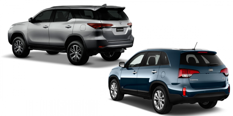 [So sánh kỹ thuật] Toyota Fortuner G vs Kia Sorento DATH