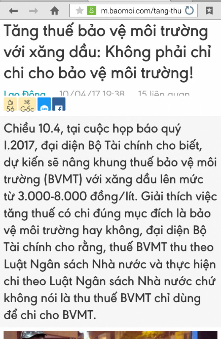 Bộ Tài chính: Không tăng thuế môi trường với xăng dầu sẽ thiệt hại cho quốc gia!