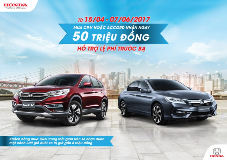 [QC] Honda Việt Nam khuyến mãi tiếp 50 triệu cho CR-V và Accord