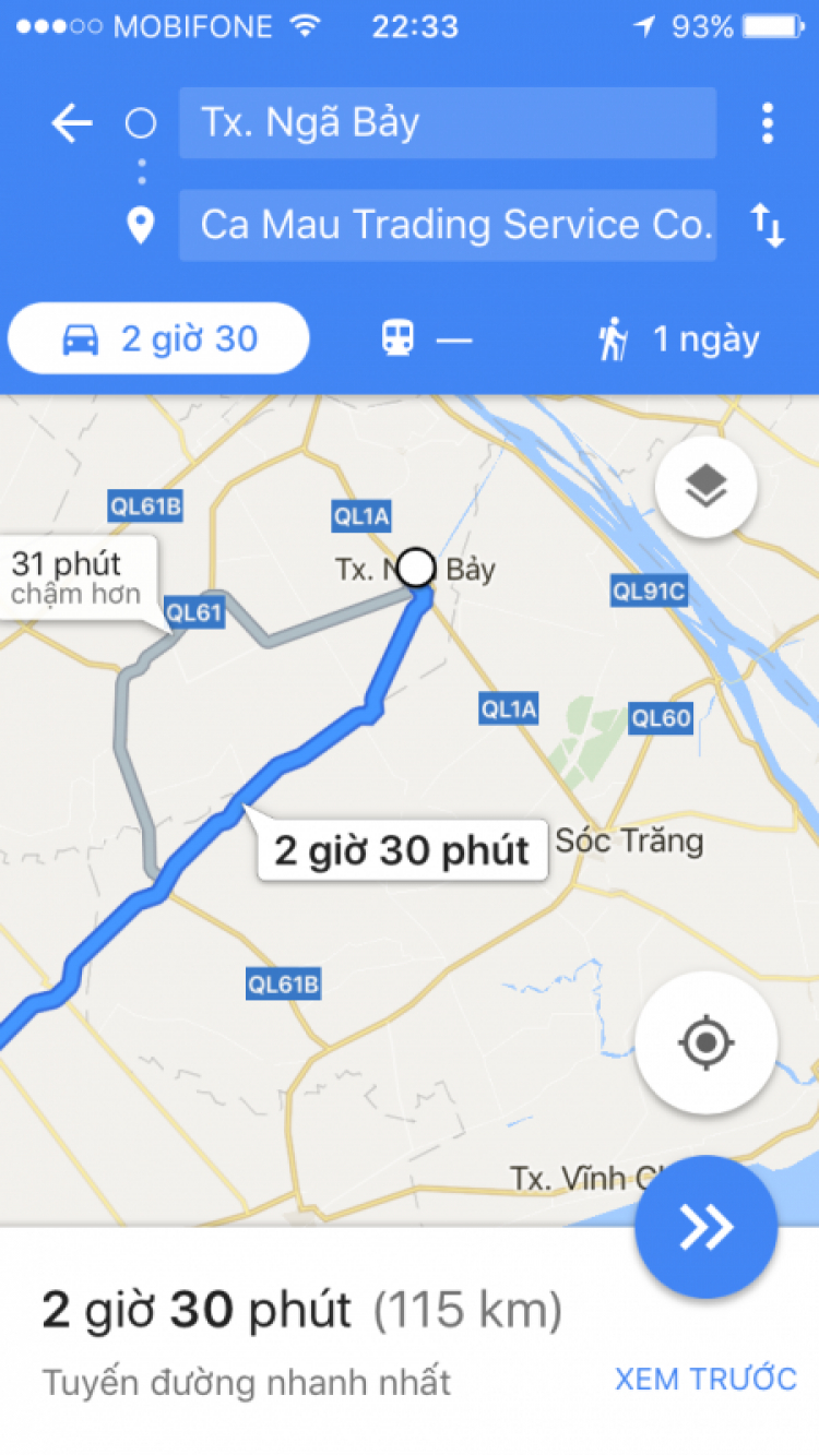Đường từ Sài Gòn về Sóc Trăng.