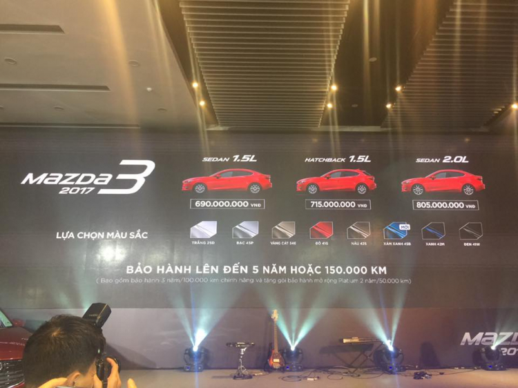 Mazda3 2017 giá từ 690 triệu đồng, bảo hành 5 năm