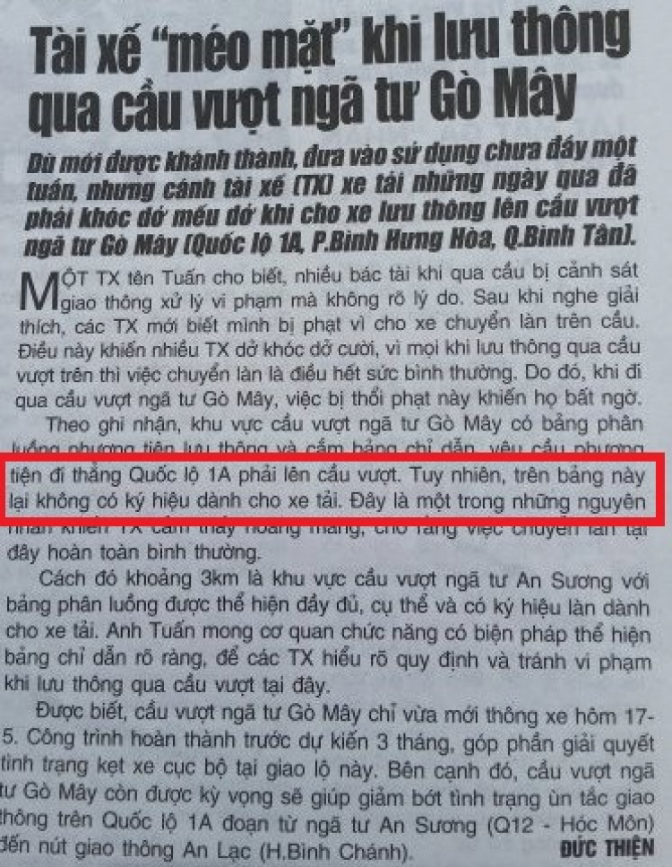 Không có làn cho xe tải đúng không..Báo CA.