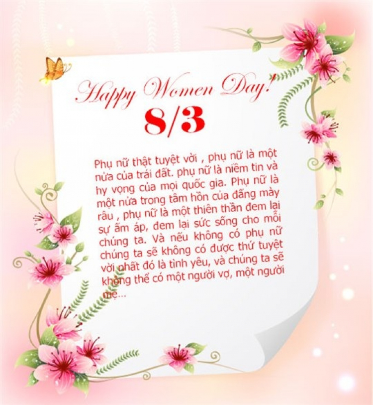 Chúc mừng ngày quốc tế phụ nữ 8/3/2014!
