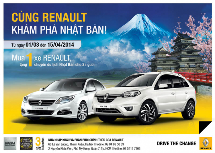 Auto Motors Vietnam khuyến mãi du lịch Nhật Bản khi mua xe Renault Koleos và Latitude