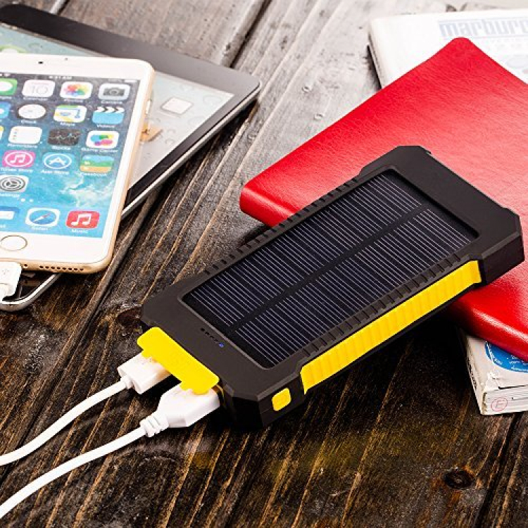 Sạc dự phòng 10.000 mAh, năng lượng mặt trời, chống nước, shock với đèn Led cực cool!!!