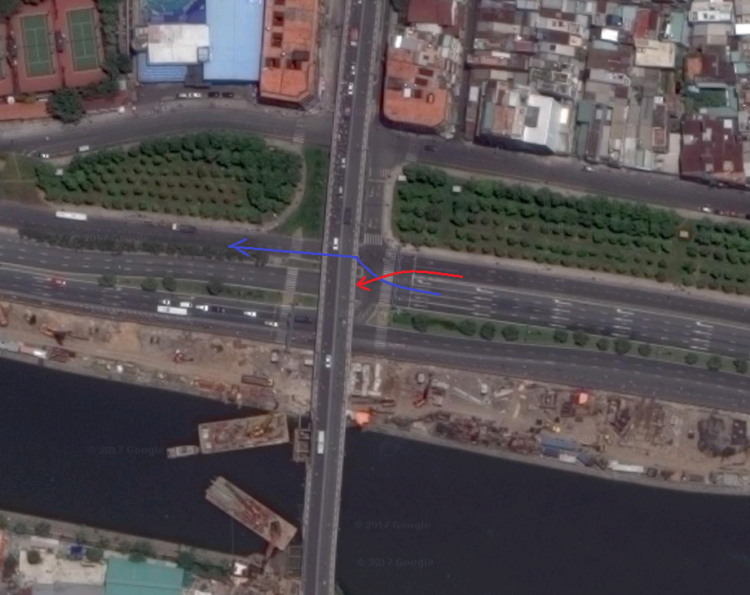 Đi như thế nào cho đúng khi muốn chuyển từ làn ôtô vào làn hổn hợp trên đại lộ Võ Văn Kiệt?