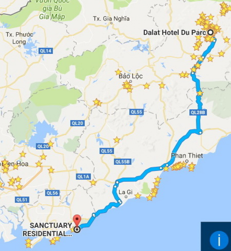 Hành trình từ SG đi Hồ Tràm đến Đà Lạt và quay ngược về SG Hành trình từ SG đi Hồ Tràm đến Đà Lạt và quay ngược về SG
