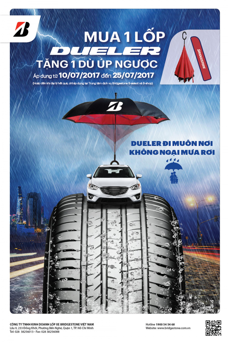 [QC] “Đi muôn nơi, không ngại mưa rơi” cùng Bridgestone