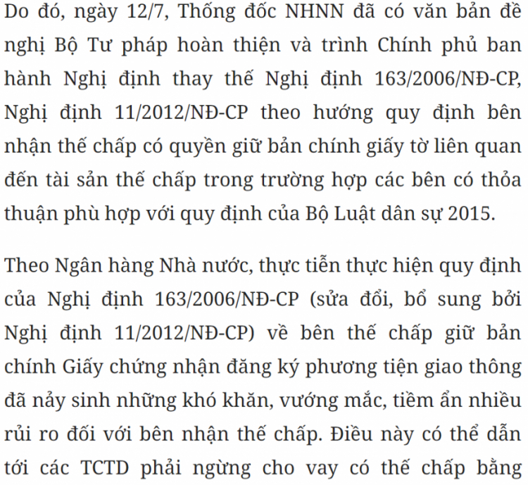 Thống đốc NHNN đã có văn bản gửi Bộ Tư pháp VB số 5487/NHNN-PC