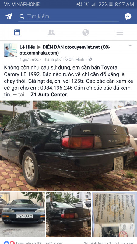 Camry: Trao đổi kinh nghiệm sửa chữa, phụ tùng Camry 8X 9X 0X (Đời 86 đến 2000) Camry: Trao đổi kinh nghiệm sửa chữa, phụ tùng Camry 8X 9X 0X (Đời 86 đến 2000)