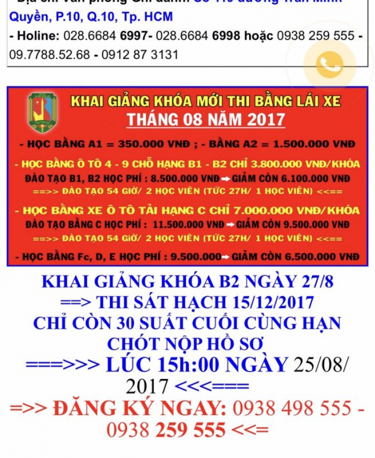 Học bằng lái ô tô - Chán với trung tâm giá rẻ Học bằng lái ô tô - Chán với trung tâm giá rẻ