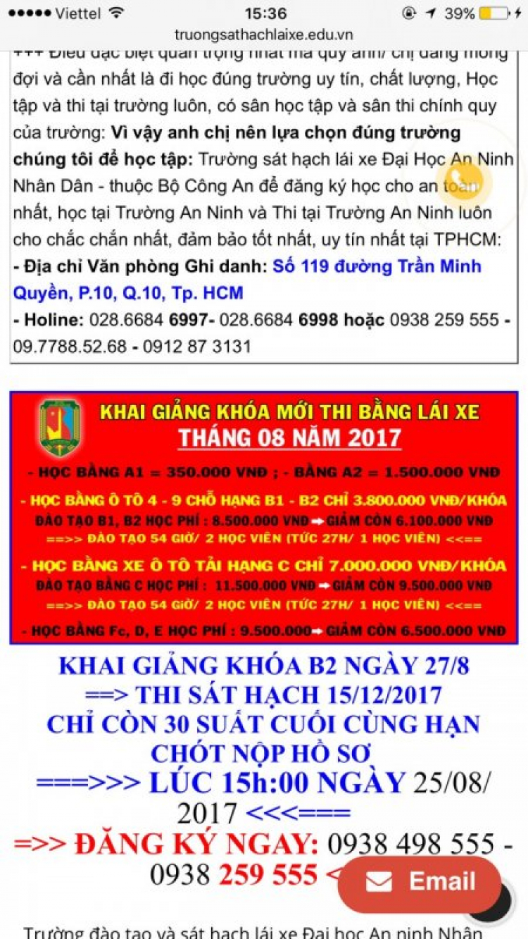 Đính chính thông tin đào tạo lái xe Tiến Thành lừa đảo