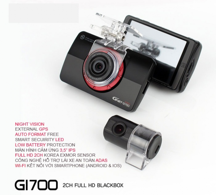 CAMERA HÀNH TRÌNH GNET - GI700 - CÔNG NGHỆ HỖ TRỢ LÁI XE AN TOÀN ADAS -