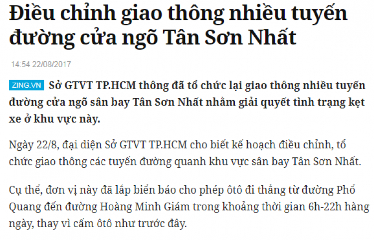 Tổ chức lại giao thông ở cửa ngõ sân bay Tân Sơn Nhất