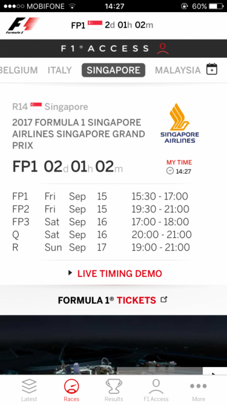 F1 2017 R14/20 Singapore