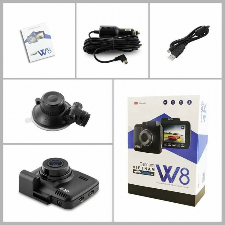 Camera hành trình W8 Carcam - Kết nối WIFI - Ghi hình 4K - Cảnh báo quá tốc độ.