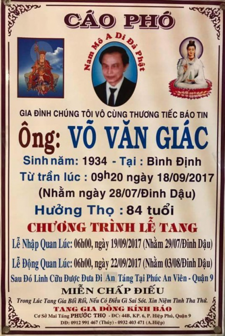 Chia buồn cùng bác Không Ai Cả & gia đình... Chia buồn cùng bác Không Ai Cả & gia đình...