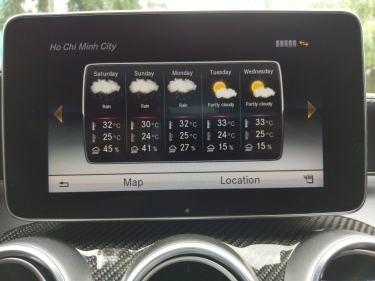 Sử dụng Mercedes-Benz App để xem dự báo thời tiết và nghe Radio Internet
