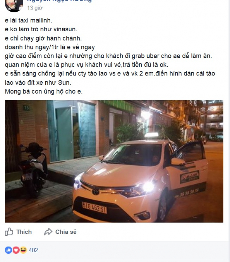 Vinasun phản đối Uber và Grab