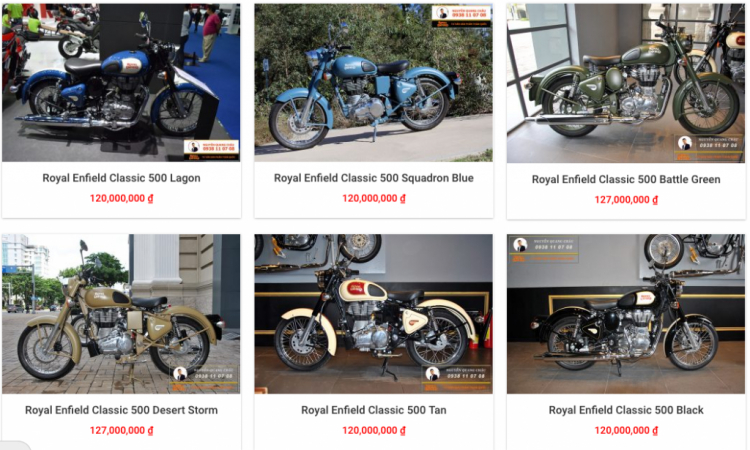 ® Royal Enfield: CLassic 500, Bullet 500, Cafe Race GT 535, Royal Himalayan.