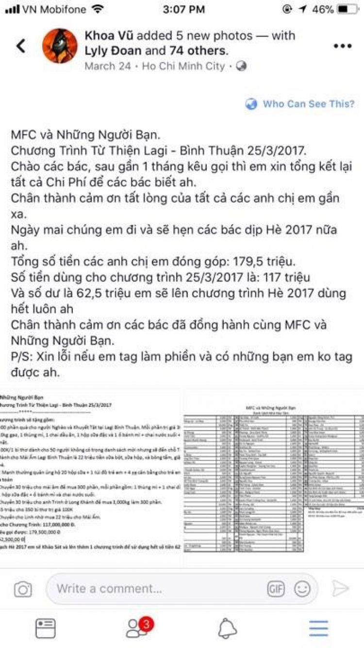 Chương trình Từ Thiện và Caravan cắm trại MFC 11-12/11/2017.