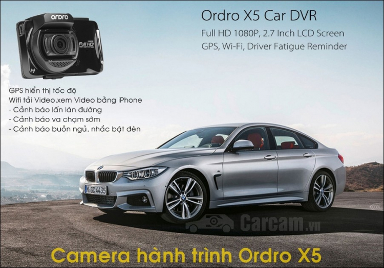 Carcam.vn khuyến mãi giảm giá Camera hành trình Ordro X5 GPS, Wifi.