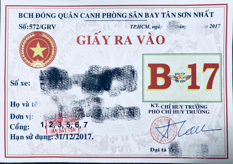 Hỏi về giấy ra vào cổng quân sự sân bay TSN