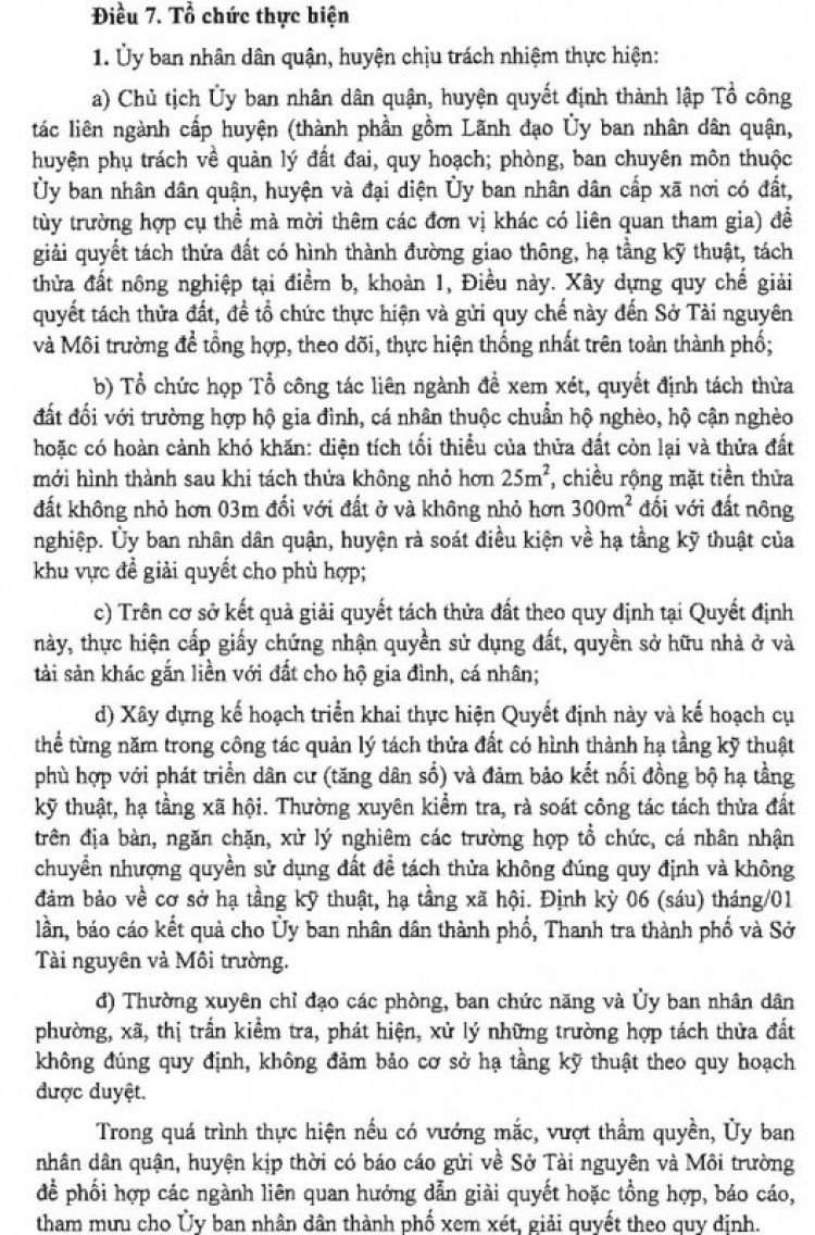 Quyết định 60/2017 thay thế QĐ 33/2014 về tách thửa tại TP.HCM chính thức thông qua 05/12/2017 có hiệu lực 01/01/2018