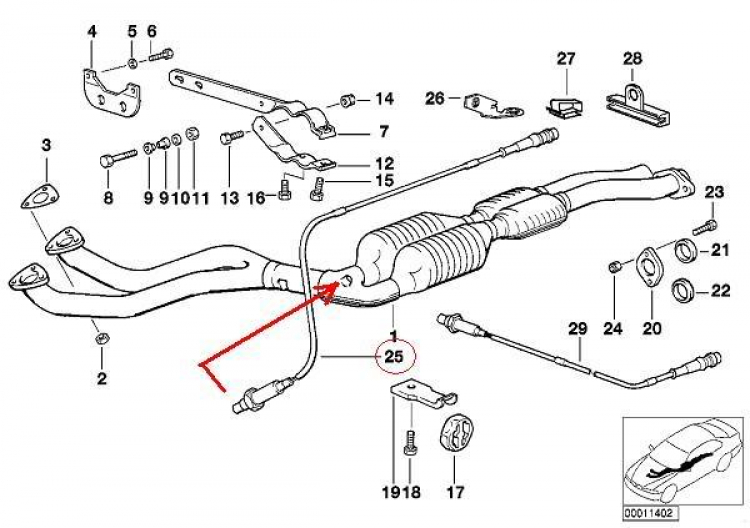 Vị Trí Oxygen Sensor trong BMW ?