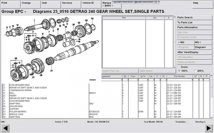 hộp số BMW E30 1983,316 máy các -bua