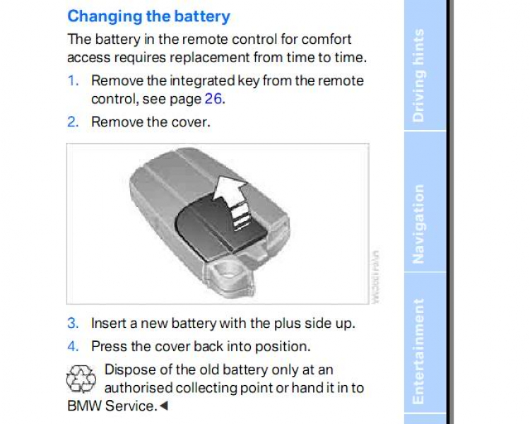 Thay pin cho chìa khóa X5 (keylessGO)