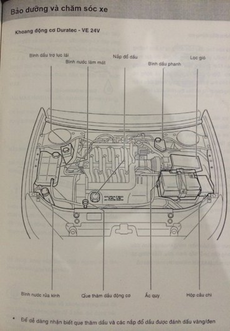 Các bác chỉ giúp em vị trí của các bộ phận trong khoang máy Mondeo Các bác chỉ giúp em vị trí của các bộ phận trong khoang máy Mondeo