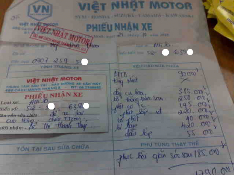 Cửa hàng VIệt Nhật Motor là cửa hàng ăn cướp...thay nhớt mất 1tr8