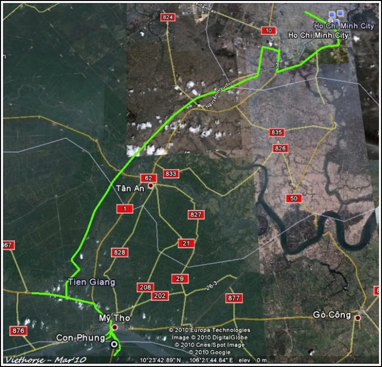 Đường cao tốc SG-Trung Lương trên Google Earth