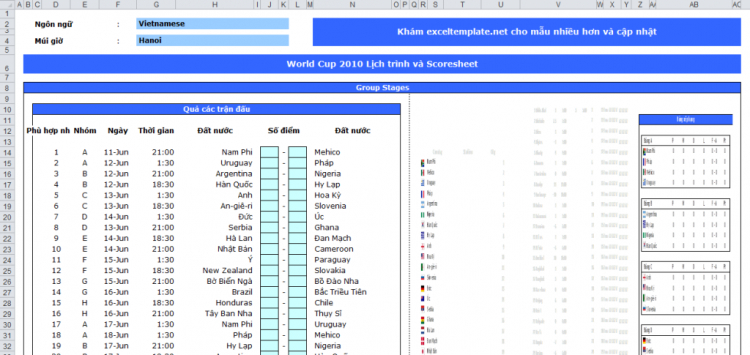 Lich thi đấu WorldCup 2010 Lich thi đấu WorldCup 2010