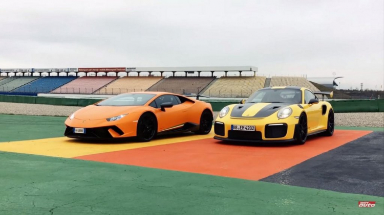 Cuộc so tài giữa 2 siêu xe: Porsche 911 GT2 RS và Lamborghini Huracan Performante