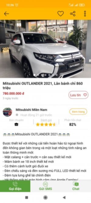 Giá lăn bánh Mitsubishi Outlander 2.0 CVT là bao nhiêu?