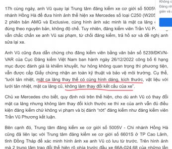 Đăng kiểm viên thiếu kiến thức về xe còn thách thức “có giỏi thì kiện” khi Oser mang xe Mer C250 nguyên bản đi đăng kiểm nhưng bị từ chối